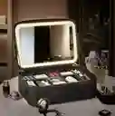 Organizador Estuche Cosméticos Grande Con Luz Led Maquillaje Negro