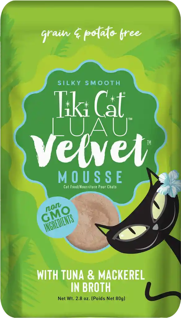 Sobre Tiki Cat Velvet Mousse Con Atún Y Macarela En Caldo
