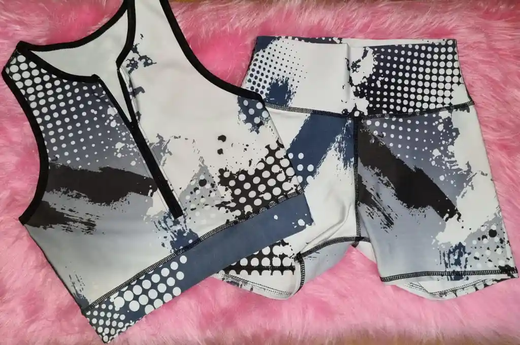 Set Conjunto Deportivo Short Y Top Para Dama Con Color Sublimado