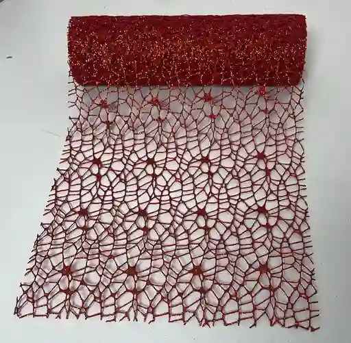 Malla Navideña Roja De 25 Cm De Ancho X 4.5 Metros De Largo Decoracion Navideña