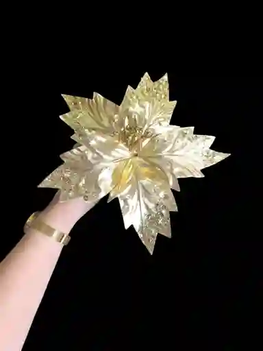 Flor Artificial Dorada De 24 Cm Para Arbol De Navidad Decoracion Navideña