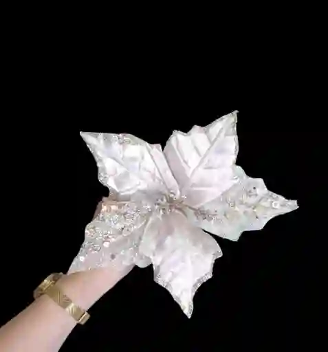 Flor Artificial Color Champaña De 24 Cm Para Arbol De Navidad Decoracion Navideña