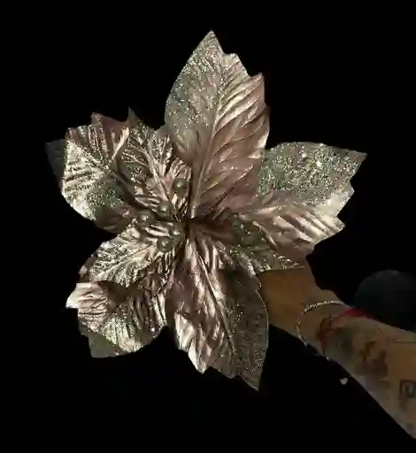 Flor Artificial Dorada De 24 Cm Para Arbol De Navidad Decoracion Navideña