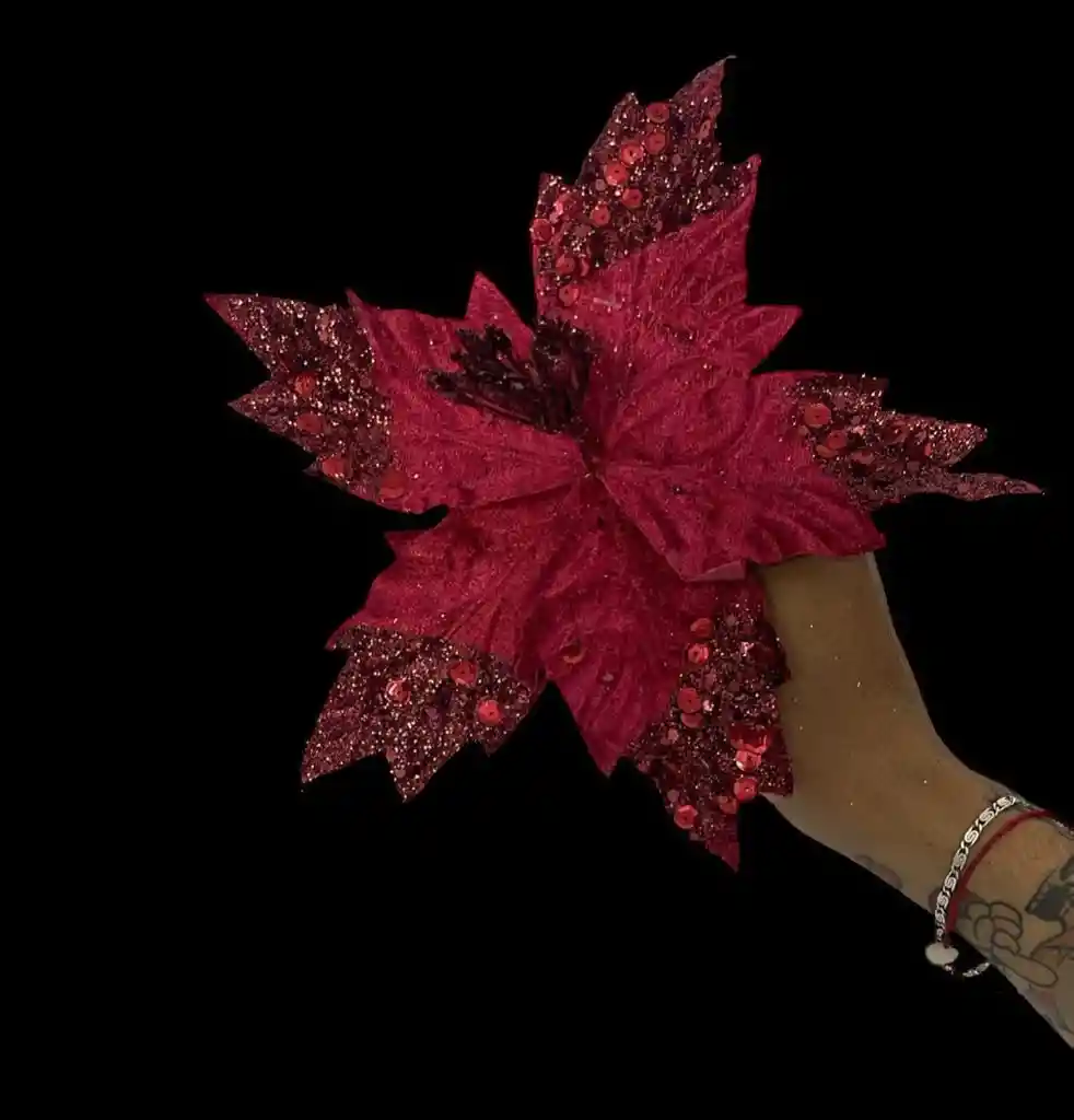 Flor Artificial Roja De 24 Cm Para Arbol De Navidad Decoracion Navideña