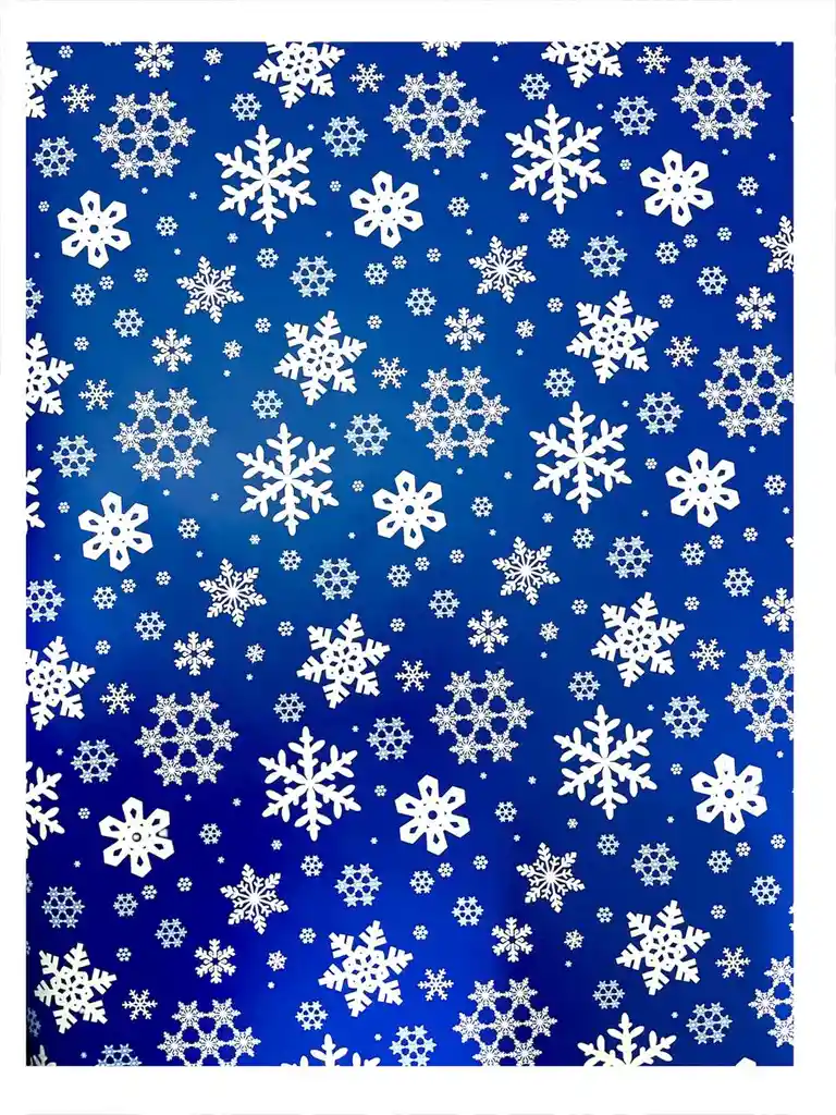 Papel De Regalo Navidad X 3 Pliegos Metalizado Azul Copos De Nieve