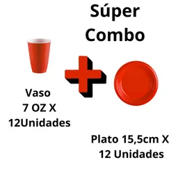 Platos Y Vasos Darnel Color Rojo 15,5 Cm Y 7 Oz X 12 Unidades Cada Paquete