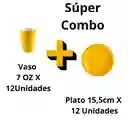 Platos Y Vasos Darnel Color Amarillo 15,5 Cm Y 7 Oz X 12 Unidades Cada Paquete