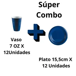 Platos Y Vasos Darnel Color Azul 15,5 Cm Y 7 Oz X 12 Unidades Cada Paquete