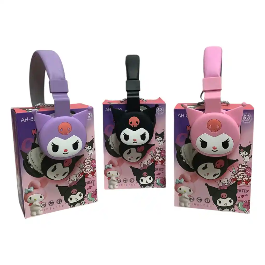 Audífono Diadema Bluetooth Inalámbrica Diseño Niña Kuromi Sanrio