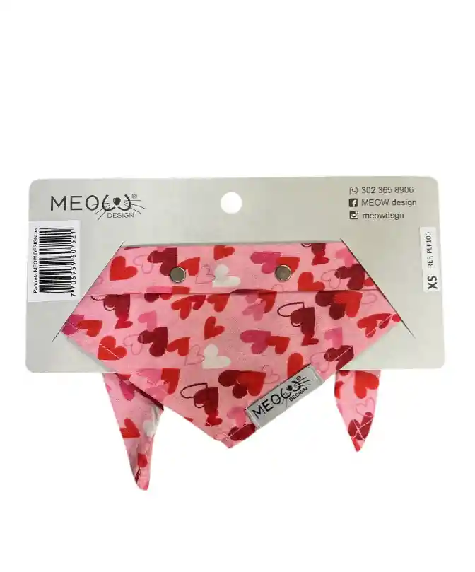 Meow Pañoleta Xs Corazones Rosa