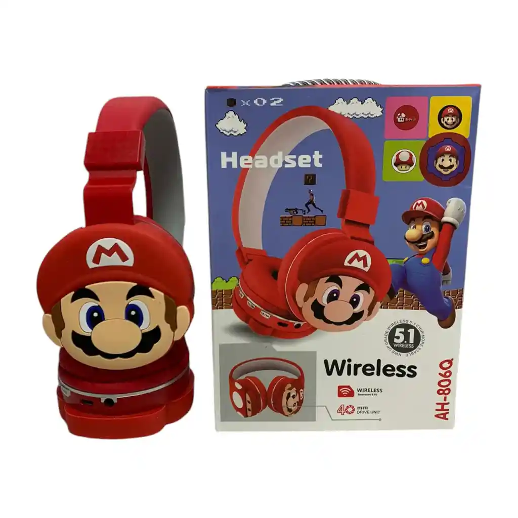 Audífono Diadema Bluetooth Inalámbrica Diseño Mario Bros