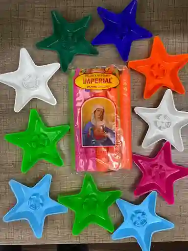 10 Velas Con 10 Porta Velas