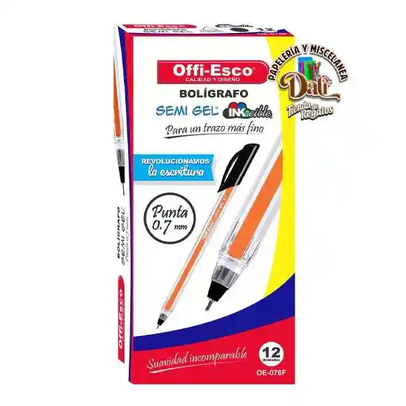 Esfero Semi Gel Negro 0.7mm Offi-esco