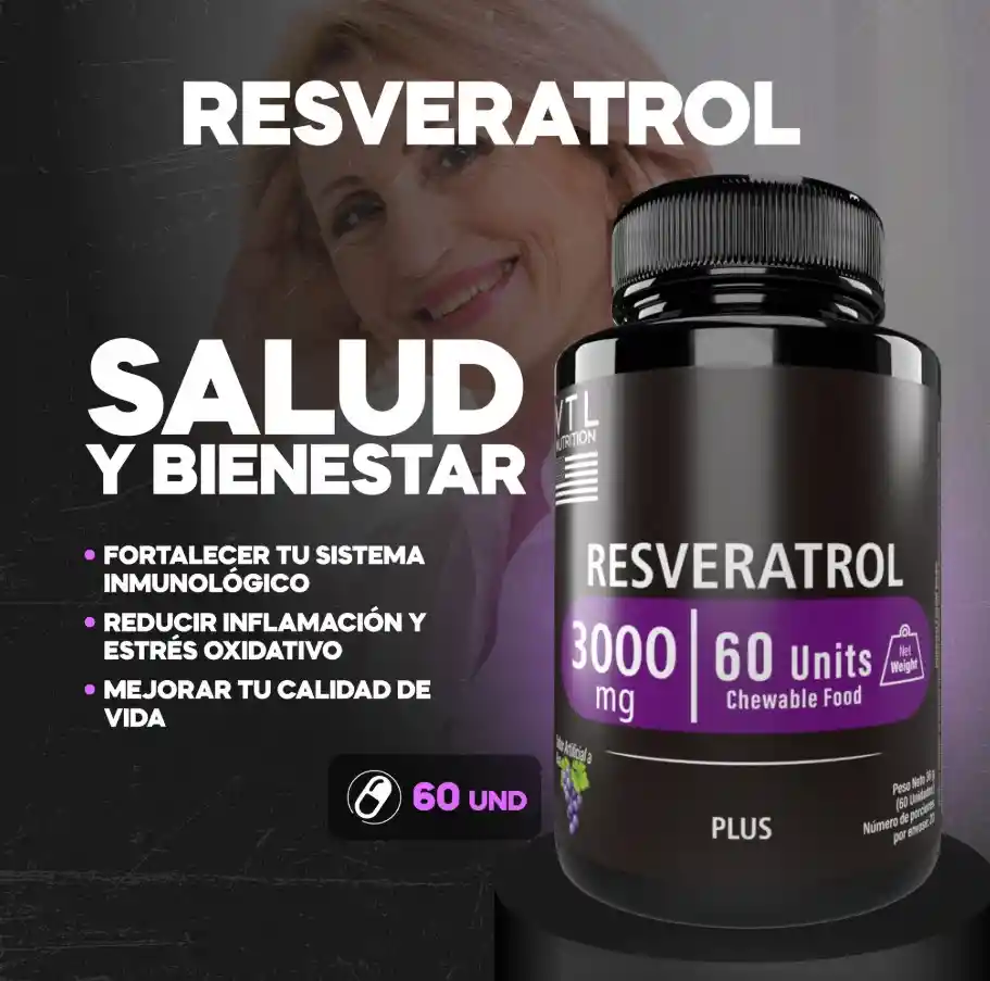 Resveratrol Salud Y Bienestar 3000mg X 60 Masticable