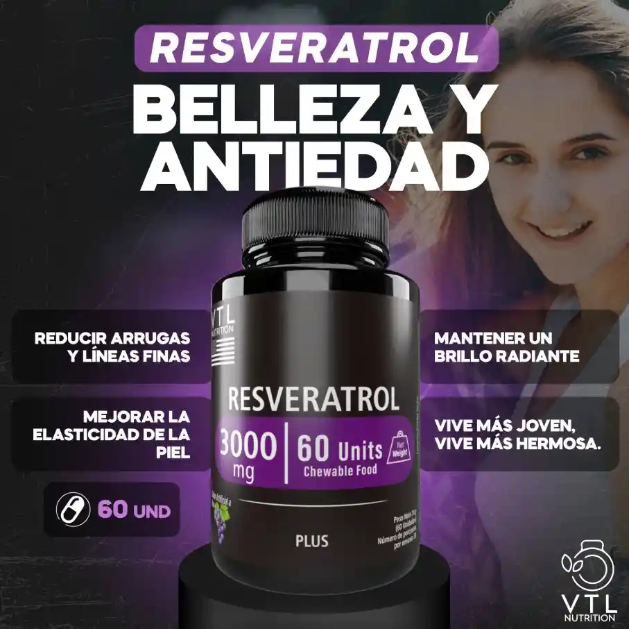 Resveratrol Salud Y Bienestar 3000mg X 60 Masticable