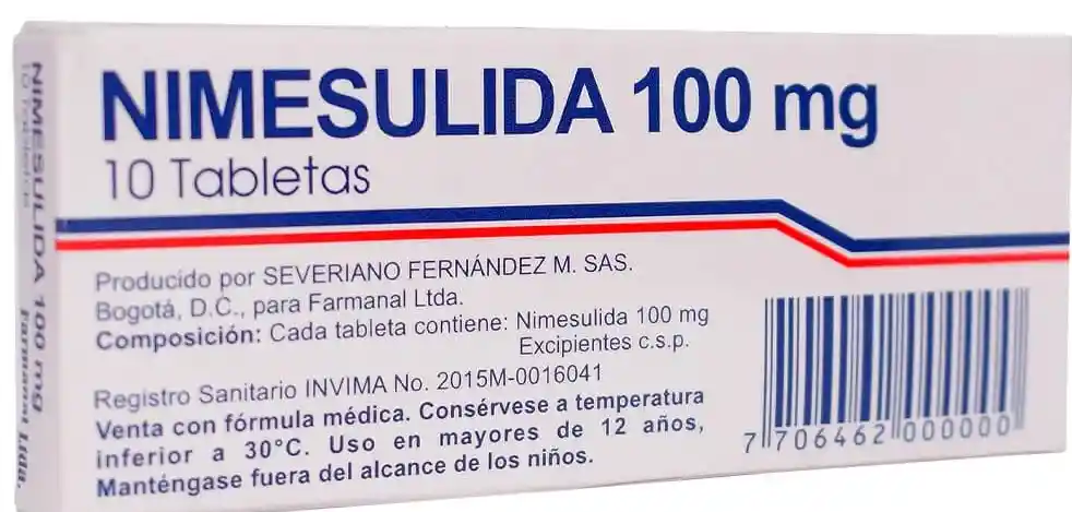 Nimesulida 100 Mg 10 Tabletas