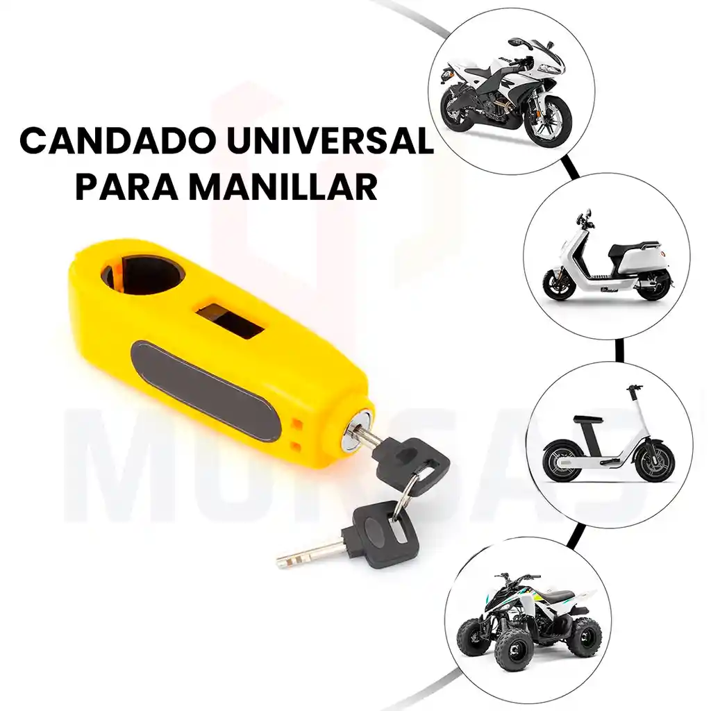 Seguro O Candado Para Manillar De Motos, Scooter, Bicicletas