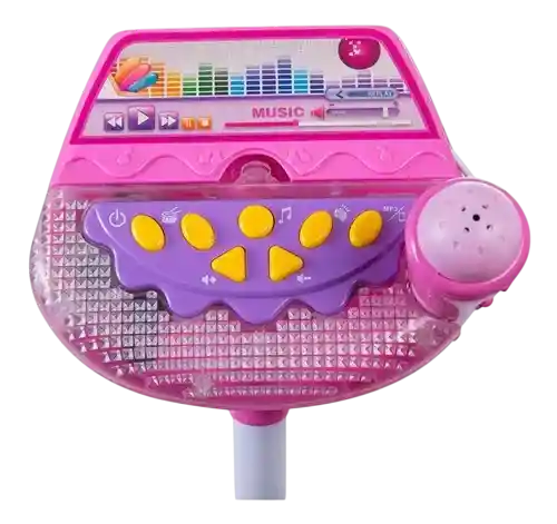 Juguete Micrófono Karaoke Para Niñas Con Soporte Amplificador Mp3 Luz