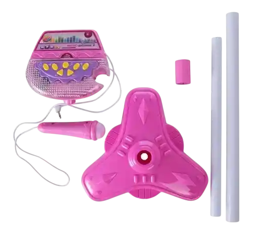 Juguete Micrófono Karaoke Para Niñas Con Soporte Amplificador Mp3 Luz