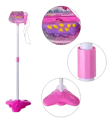 Juguete Micrófono Karaoke Para Niñas Con Soporte Amplificador Mp3 Luz