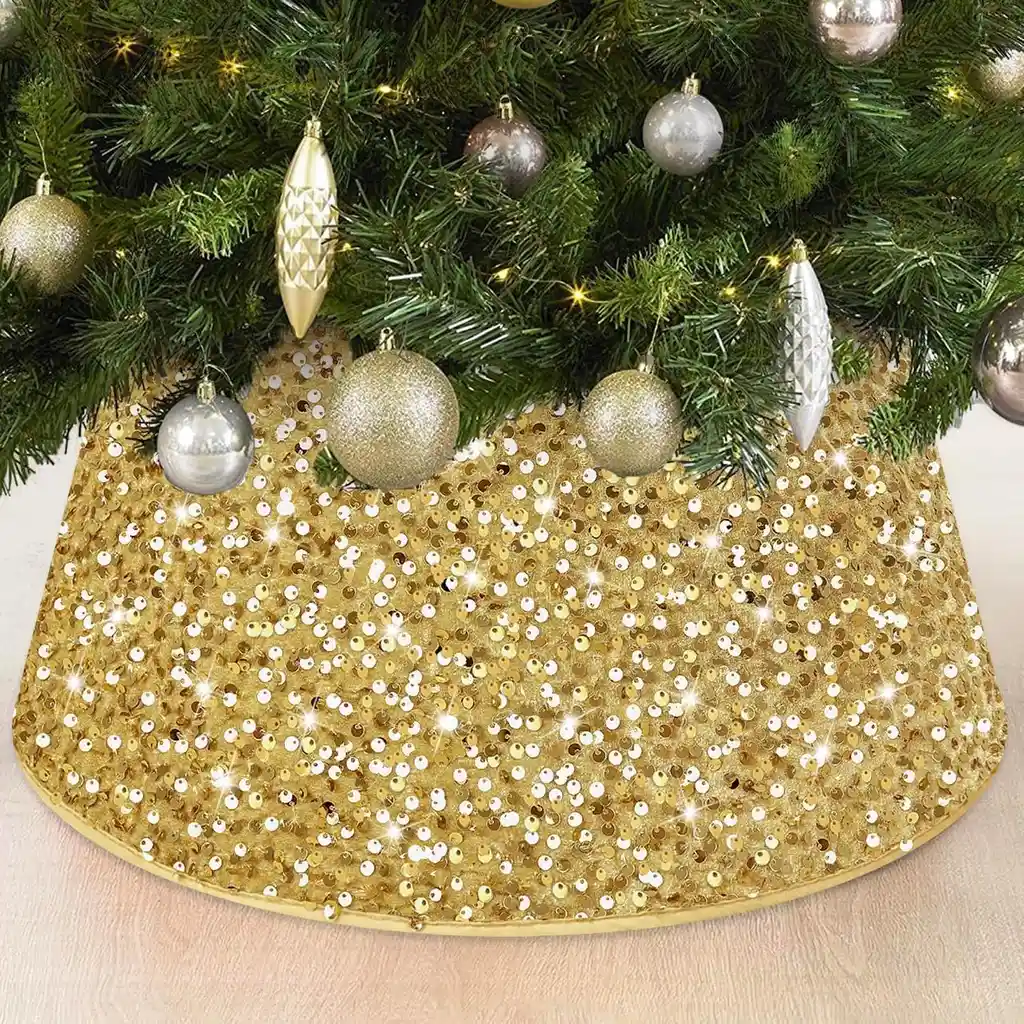 Navidad Pie De Árbol Brillante (dorado)