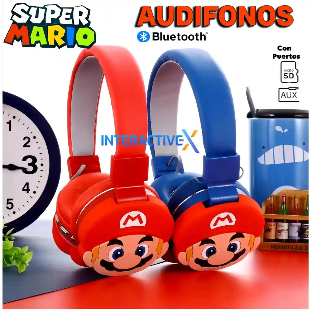 Diadema Inalámbrica Super Mario Bros /audífonos Bluetooth Super Mario Bros