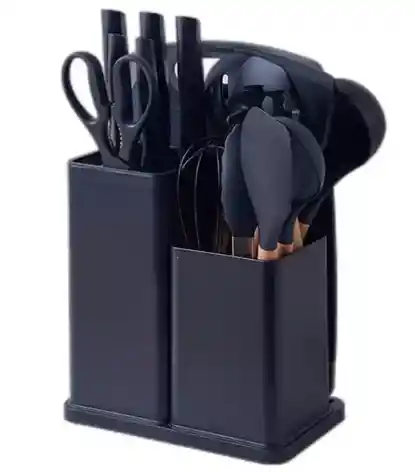 Set De Utensilios De Cocina Silicona Cuchillos Y Tabla 19pcs