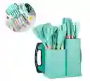 Set De Utensilios De Cocina Silicona Cuchillos Y Tabla 19pcs