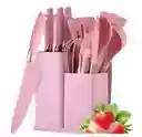 Set De Utensilios De Cocina Silicona Cuchillos Y Tabla 19pcs