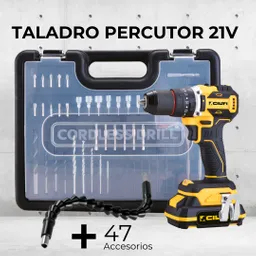 Taladro Inalambrico 21v - 1 Bateria + 47 Accesorios Cilti