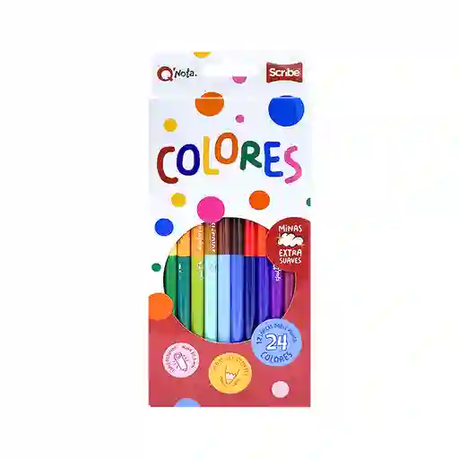 Caja De Colores X 12 Lapices Doble Punta / 24 Colores Q`nota Scribe