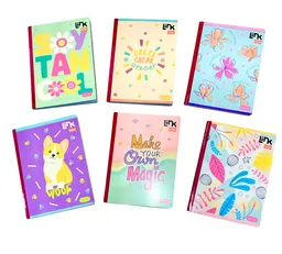 Cuaderno Cosido Para Niña Cuadriculado 100 Hojas Link Scribe Diseños Surtidos Con Stickers