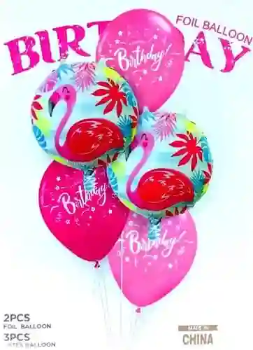 Tropical Pink Party - Set De Globos Flamingo"