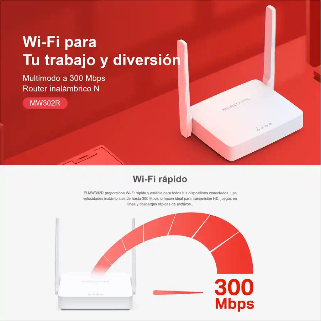 Router Wifi Multi-modo Repetidor N 300mbps Mercusys Mw302r