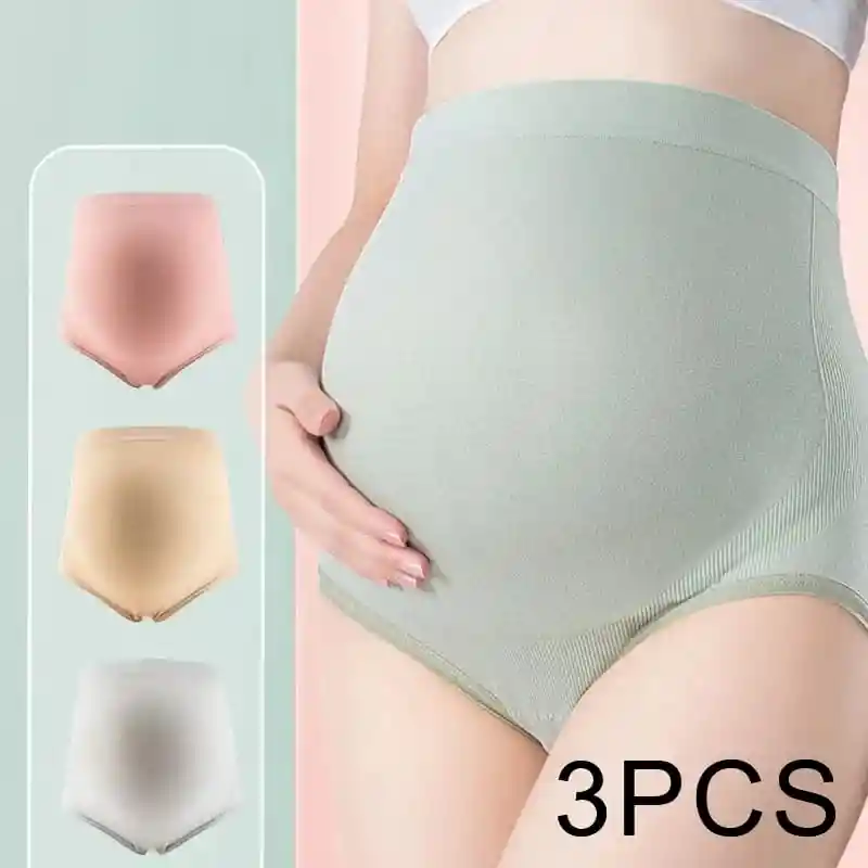 Panties Para Maternidad Soporte Combo X3 Beige Rosa Gris Talla L