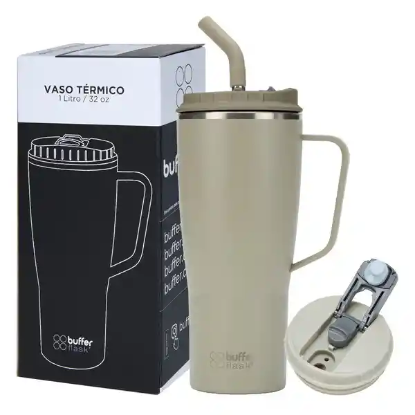 Vaso Mug Termico Agua Cafe Frio Calor 1 Lt Buffer Acero Inox