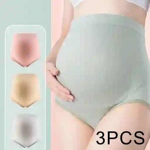 Panties Para Maternidad Soporte Combo X3 Beige Rosa Gris Talla Xl