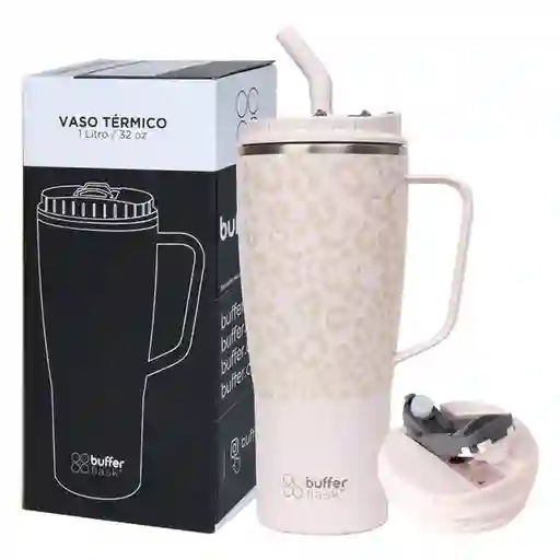 Vaso Mug Termico 1 Lt Buffer Acero Inox - Pinky Leopar