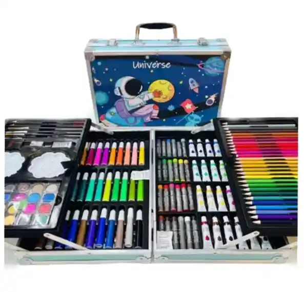 Set Completo De Arte Con 145 Piezas En Estuche Metálico Diseño Niña O Niño