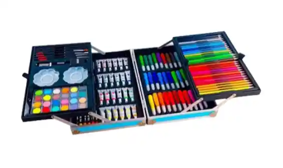 Set Completo De Arte Con 145 Piezas En Estuche Metálico Diseño Niña O Niño