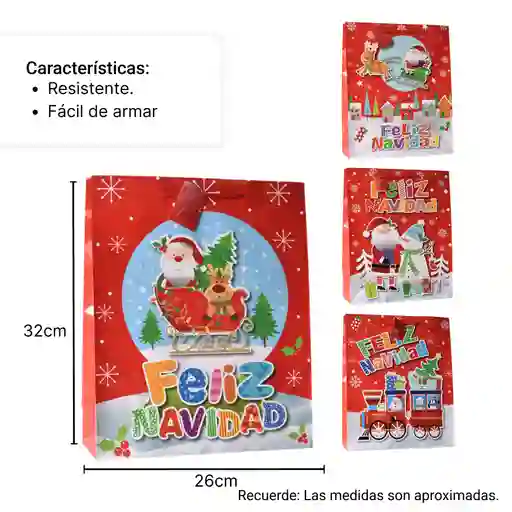 Bolsa En Papel Navidad Mediana 32x26cm