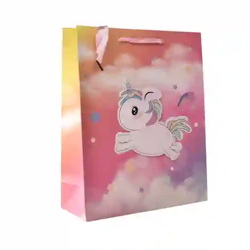 Bolsa Regalo En Papel Unicornios Tamaño Mediano M