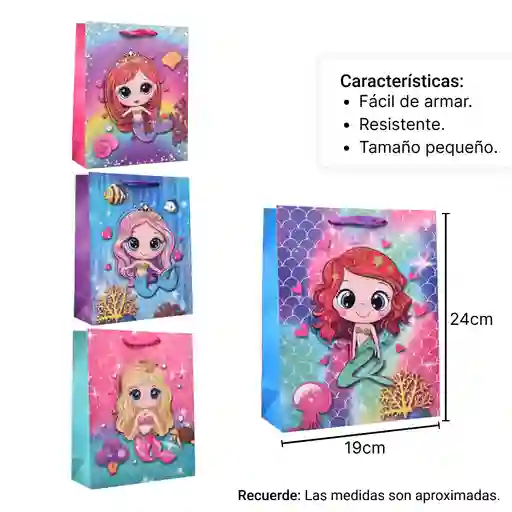 Bolsa Regalo En Papel Sirena Tamaño Pequeño
