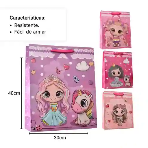 Bolsa Regalo En Papel Niñas Tamaño Grande L