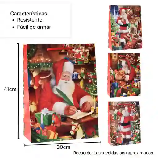 Bolsa Regalo En Papel Navidad Grande 41x30cm