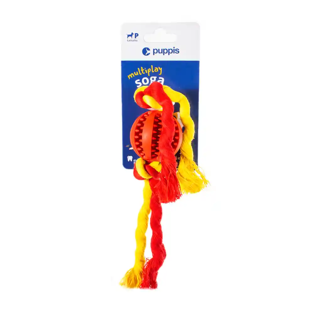 Juguete Para Perro Puppis Multipla Con Soga Rojo Con Amarillo