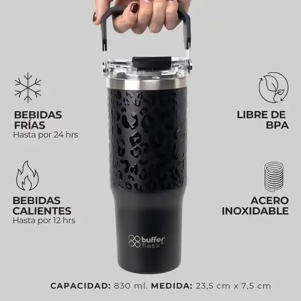 Termo Botella Termica Buffer Acero Inox - Black Leopard