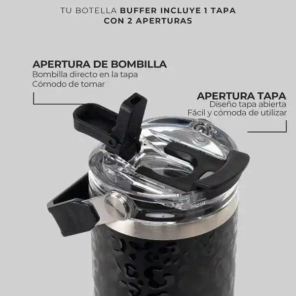 Termo Botella Termica Buffer Acero Inox - Black Leopard