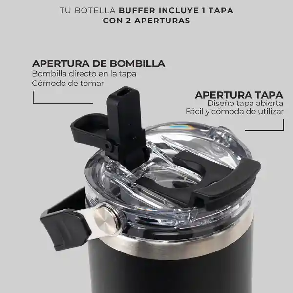 Termo Botella Termica Buffer Acero Inox - Negro