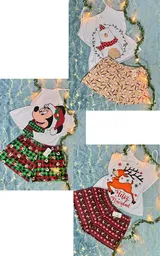 3 Unidades Pijamas Para Dama Sexy Con Lindos Estampados Navideños